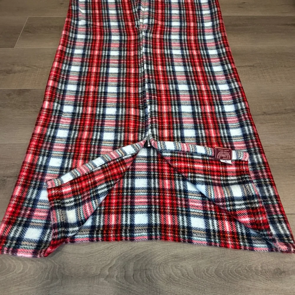 Vintage Tennessee Woolen Mills Red Plaid Stadium Blanket Acrylic USA Snuggle 74”
